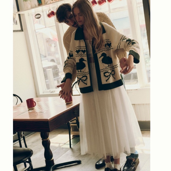 NWT Anthropologie Bel Kazan Knitted Duck Icon Cardigan Sweater One Size - Picture 6 of 16